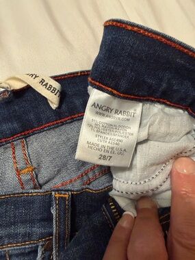Angry Rabbit Navy Denim Jeans with Orange Stitching